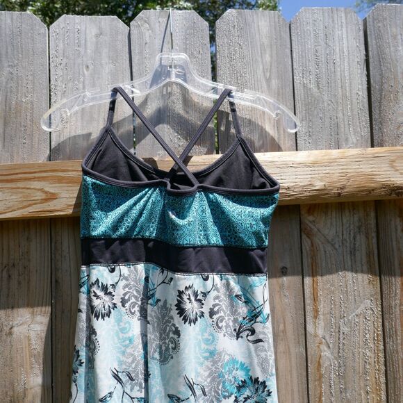 Soybu Women's Athletic Tank Dress Crossed Rear Spaghetti Strap Blue Floral Small - Picture 4 of 7